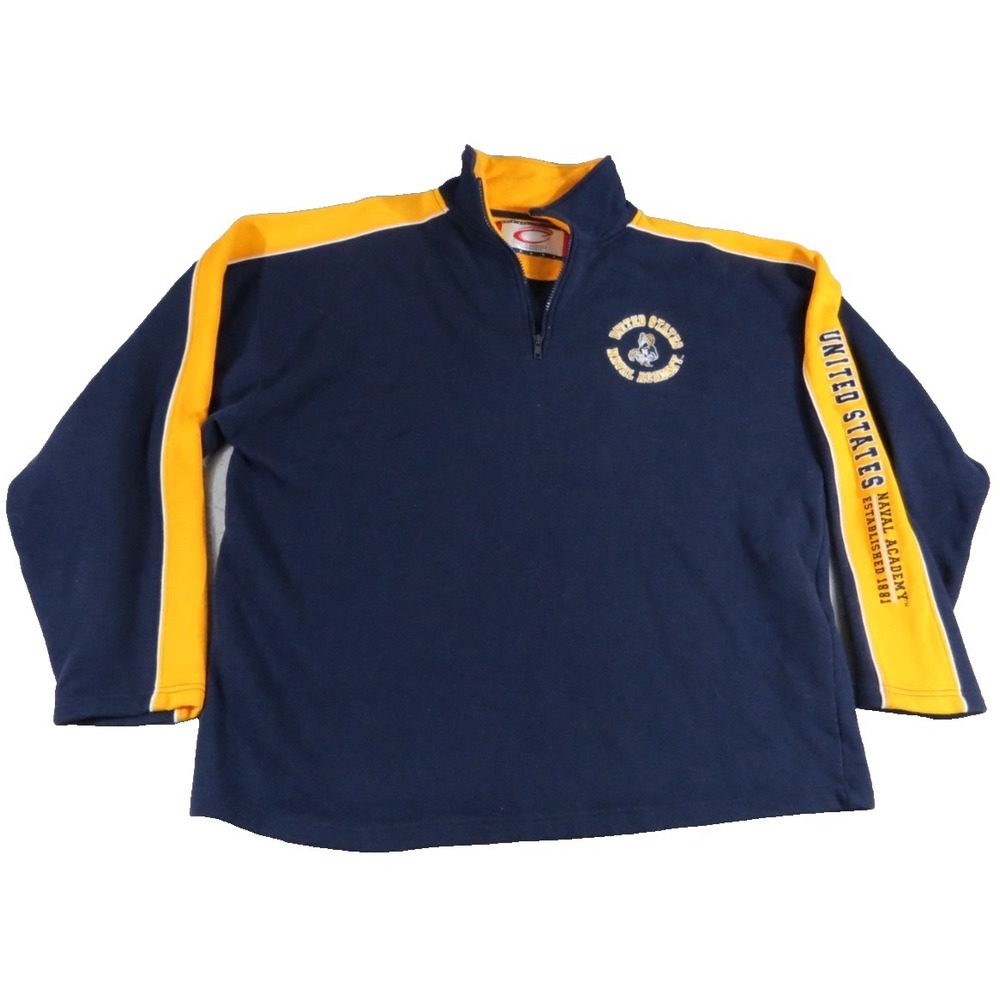 VTG Cadre Athletic US Naval Academy Pullover Blue 1/4 Zip Sweatshirt Men L Navy